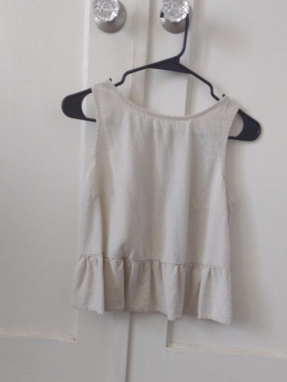 Light Linen Beige Peplum Tank Top